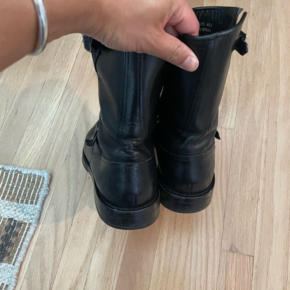 Saint Laurent Black Leather Buckle Boots - Picture 6 of 6